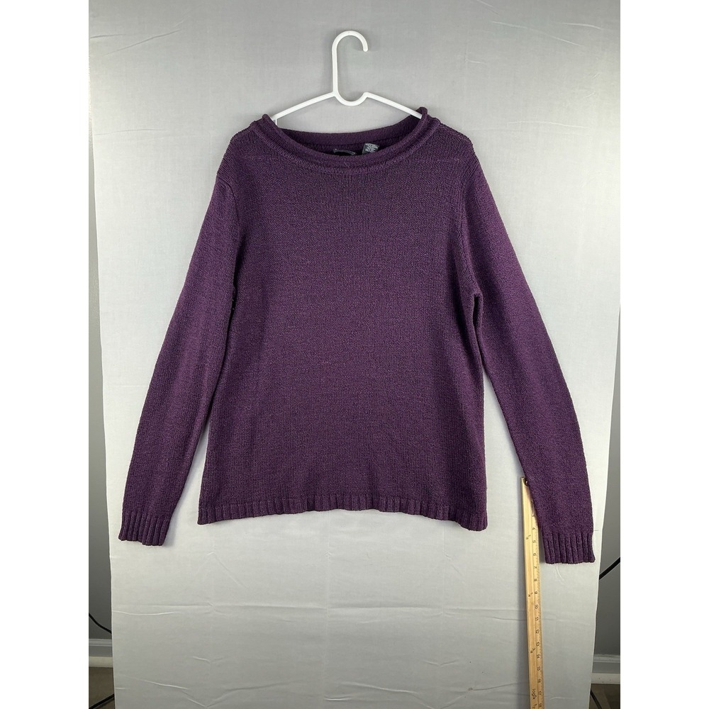 Vintage Bobbie Brooks Sweater Womens Large Purple Cable Knit Crewneck Made USA
